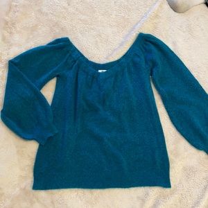 Teal off the shoulder sweater